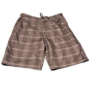 Hurley Men’s Brown Plaid Shorts Size 33